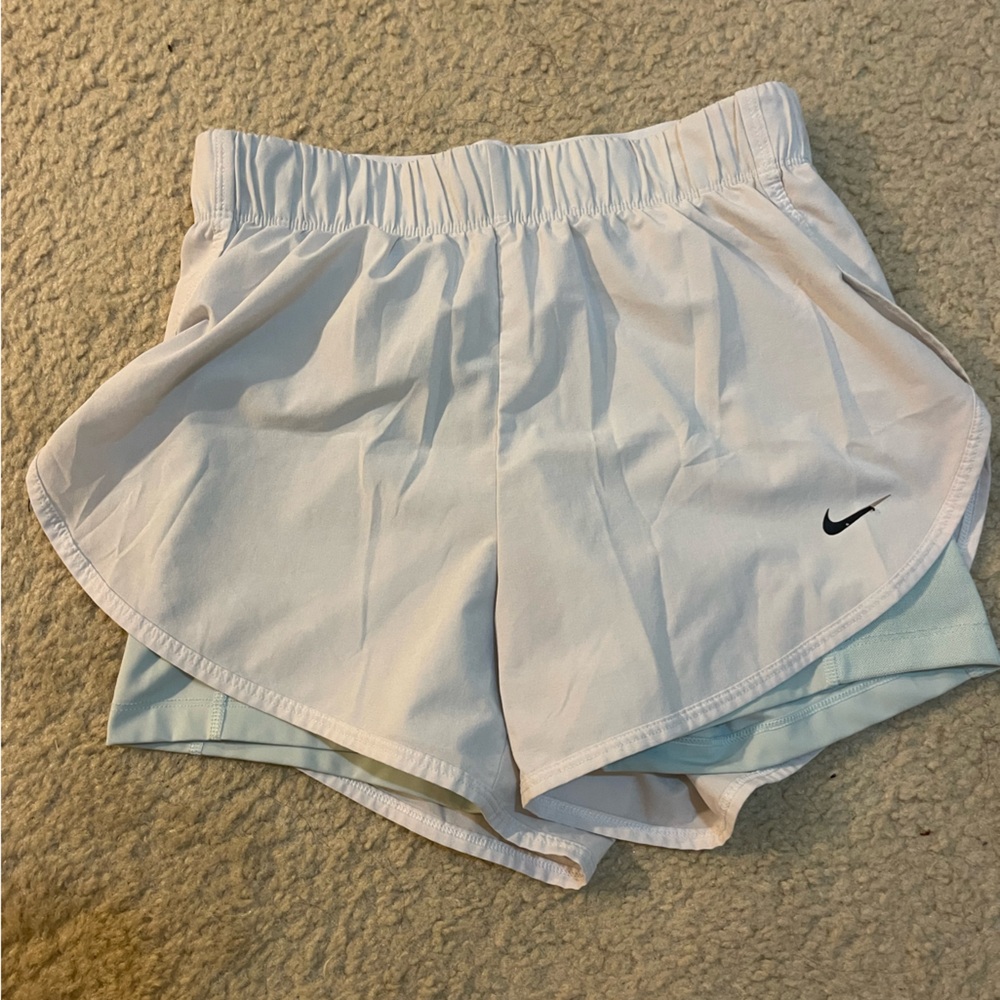 Nike White Track Shorts with Built in Pocketed Spandex